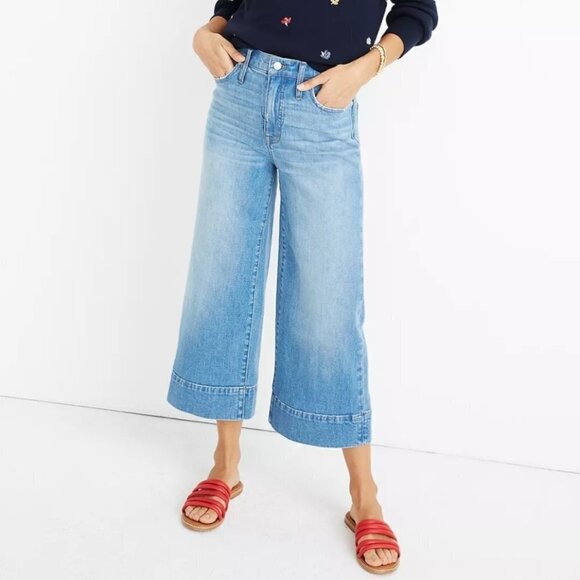 Madewell Tall Wide Leg Crop Jeans Denim Flare Size 23T High Rise - Picture 1 of 8